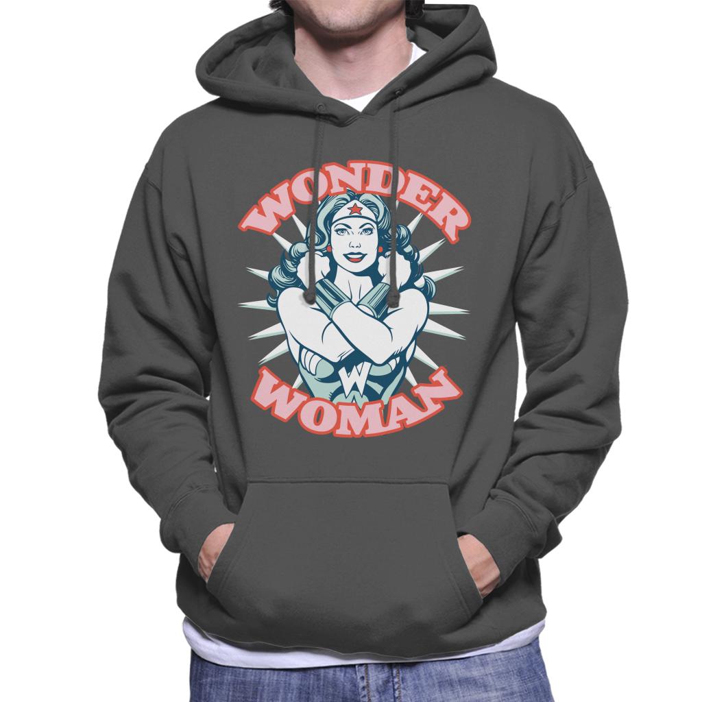 Wonder Woman Arms Crossed Power Pose Men's Hooded Sweatshirt-ALL + EVERY