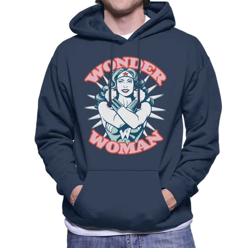 Wonder Woman Arms Crossed Power Pose Men's Hooded Sweatshirt-ALL + EVERY