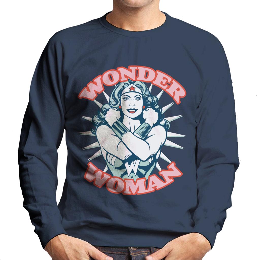 Wonder Woman Arms Crossed Power Pose Men's Sweatshirt-ALL + EVERY