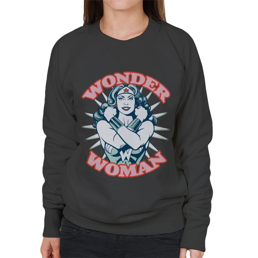 Wonder Woman Arms Crossed Power Pose Women's Sweatshirt-ALL + EVERY