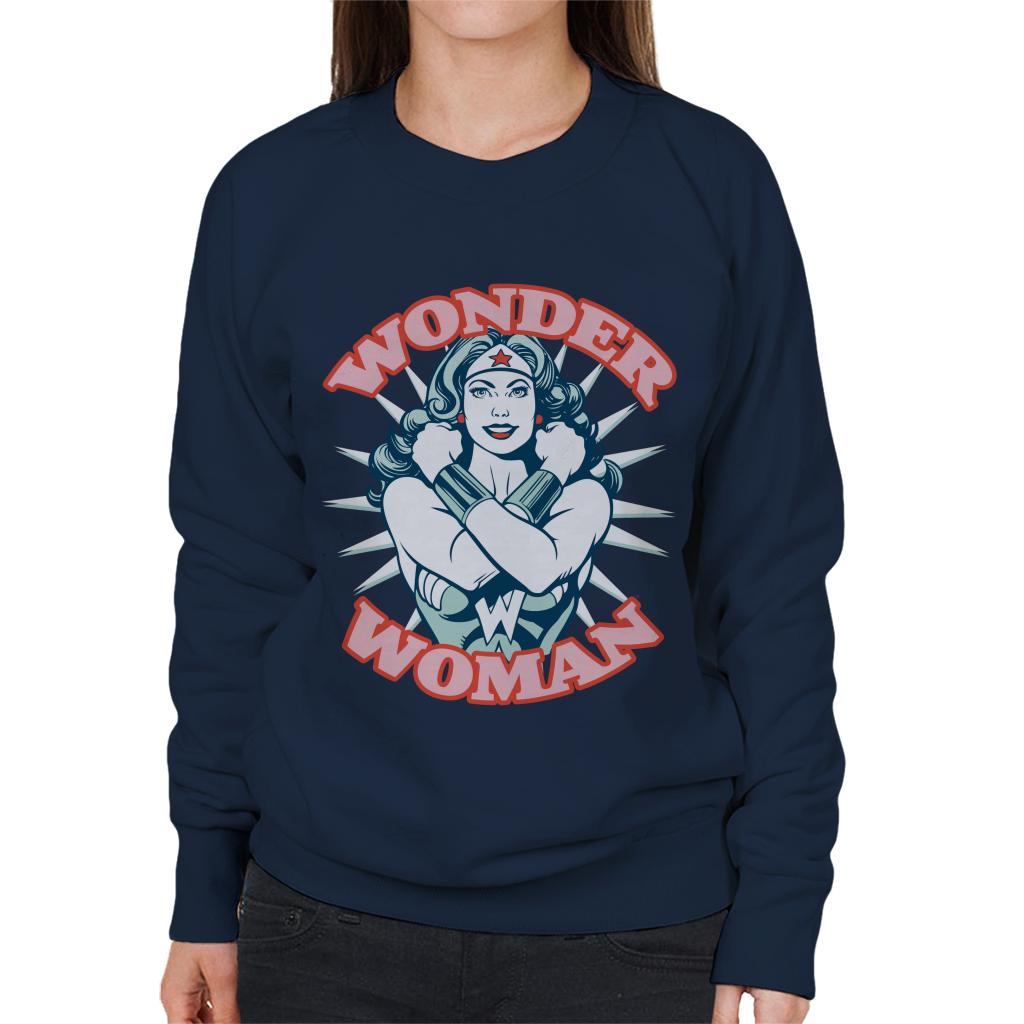 Wonder Woman Arms Crossed Power Pose Women's Sweatshirt-ALL + EVERY