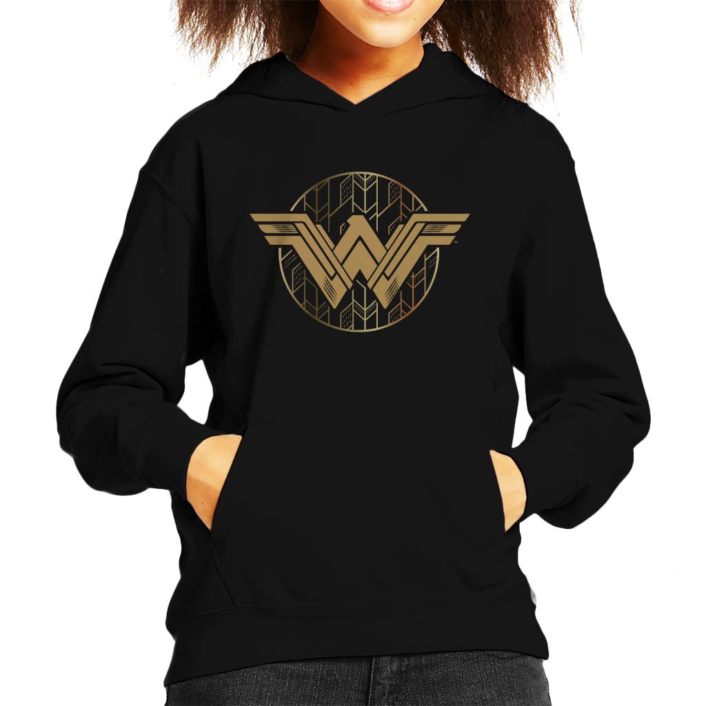 Wonder Woman Golden W Logo Kid's Hooded Sweatshirt-ALL + EVERY