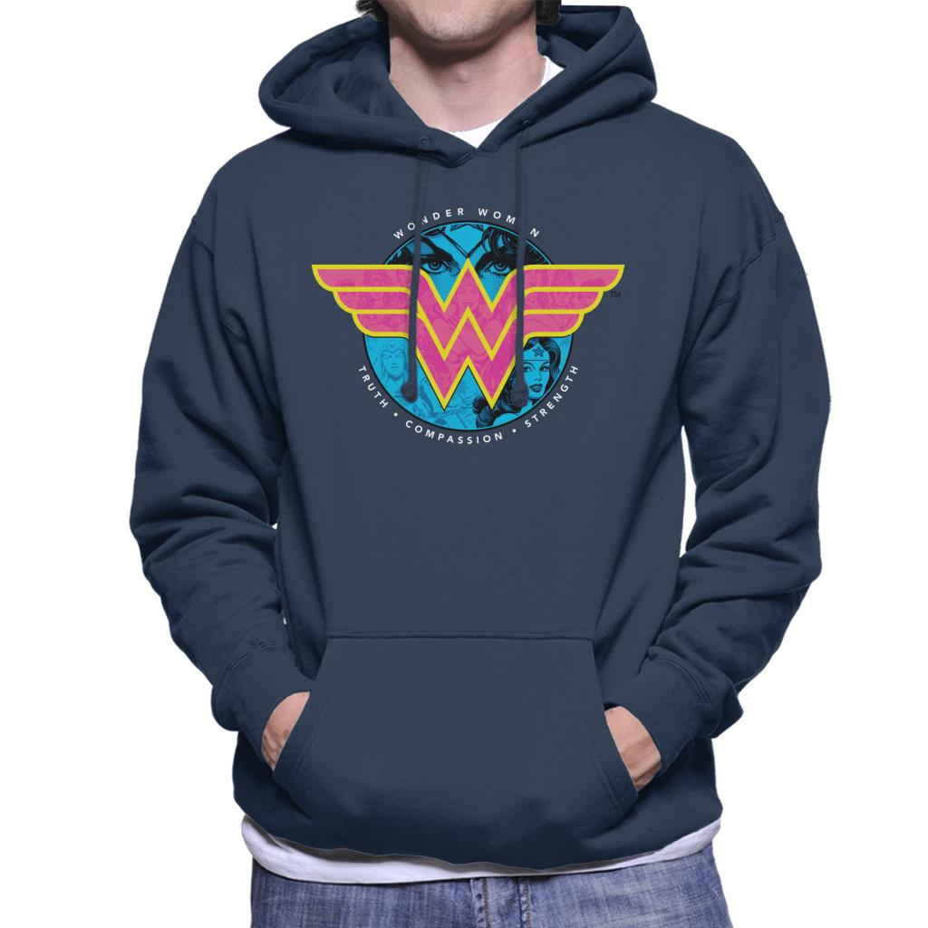 Wonder Woman Truth Compassion Strength Logo Men's Hooded Sweatshirt-ALL + EVERY