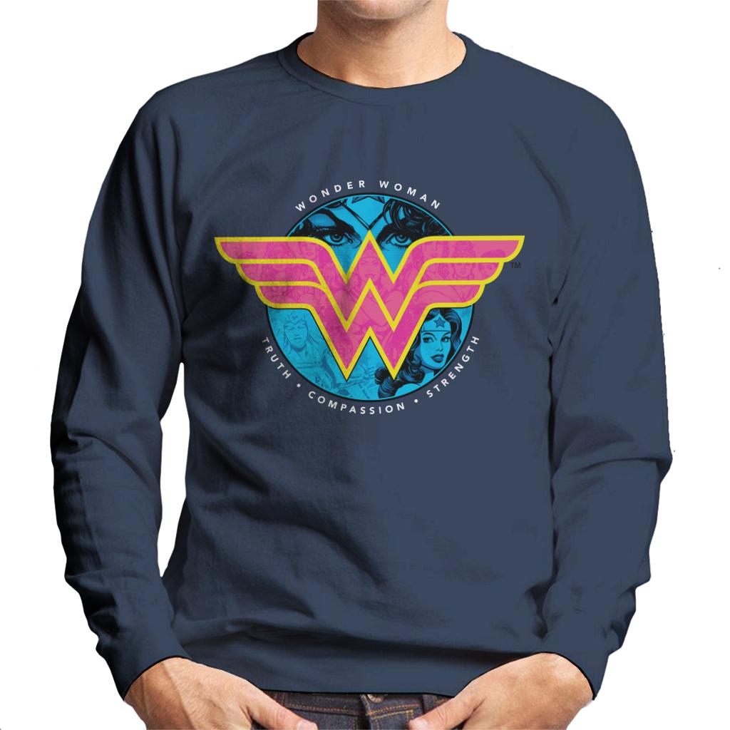 Wonder Woman Truth Compassion Strength Logo Men's Sweatshirt-ALL + EVERY