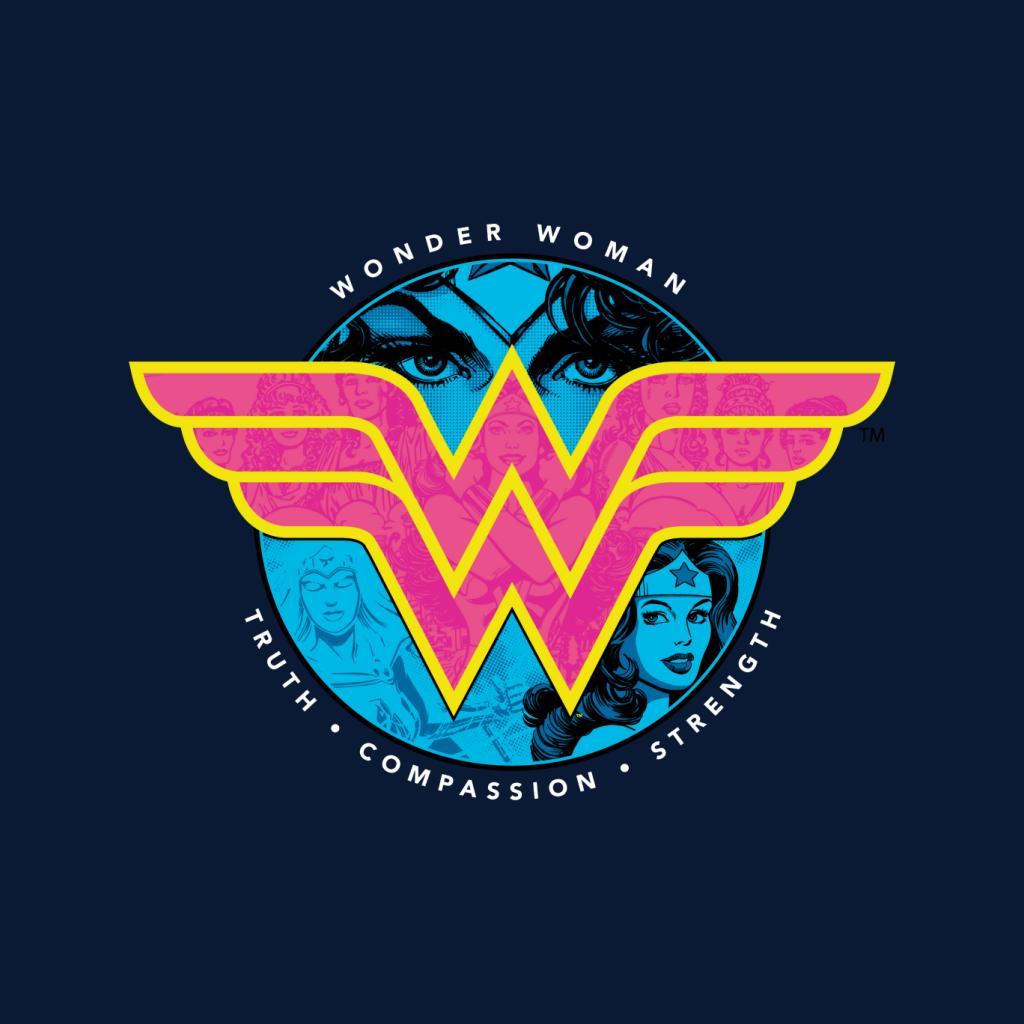 Wonder Woman Truth Compassion Strength Logo Men's T-Shirt-ALL + EVERY