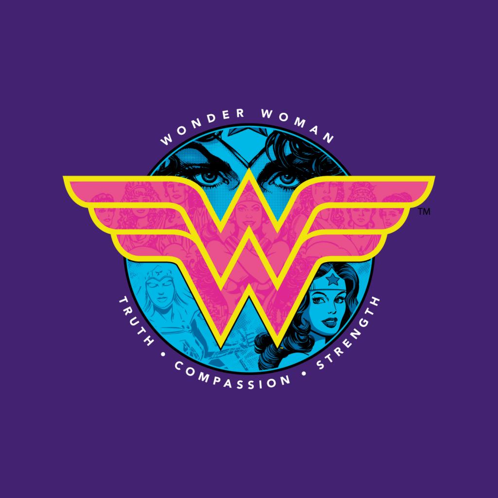 Wonder Woman Truth Compassion Strength Logo Women's T-Shirt-ALL + EVERY