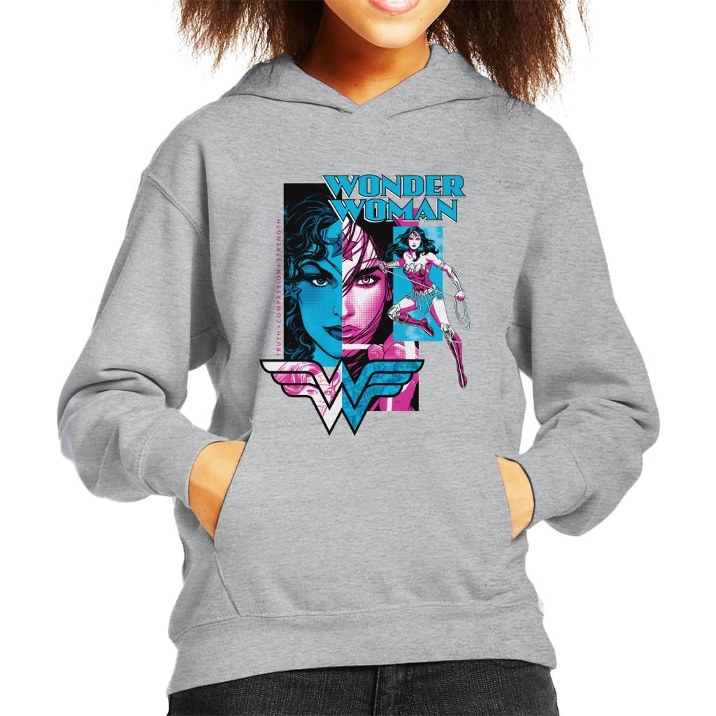 Wonder Woman Blue And Purple Montage Kid's Hooded Sweatshirt-ALL + EVERY