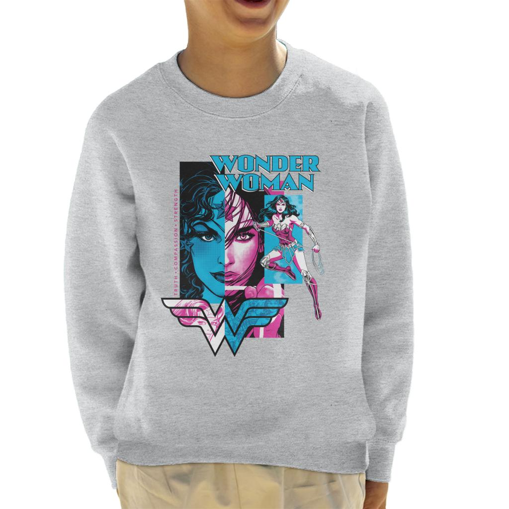 Wonder Woman Blue And Purple Montage Kid's Sweatshirt-ALL + EVERY