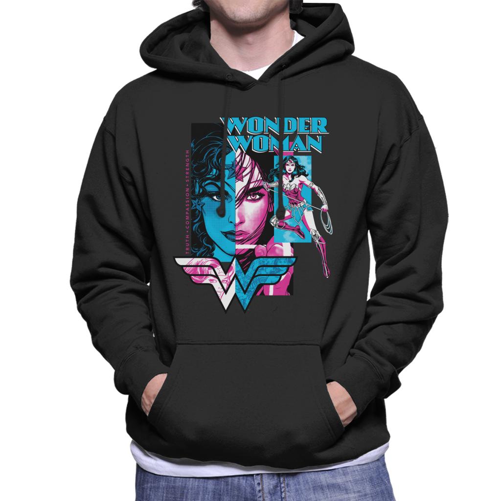 Wonder Woman Blue And Purple Montage Men's Hooded Sweatshirt-ALL + EVERY