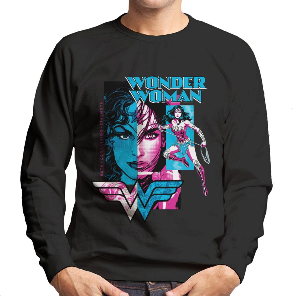 Wonder Woman Blue And Purple Montage Men's Sweatshirt-ALL + EVERY