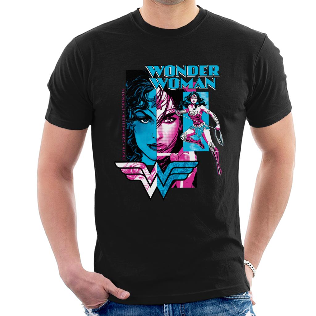 Wonder Woman Blue And Purple Montage Men's T-Shirt-ALL + EVERY