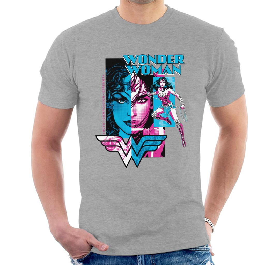 Wonder Woman Blue And Purple Montage Men's T-Shirt-ALL + EVERY