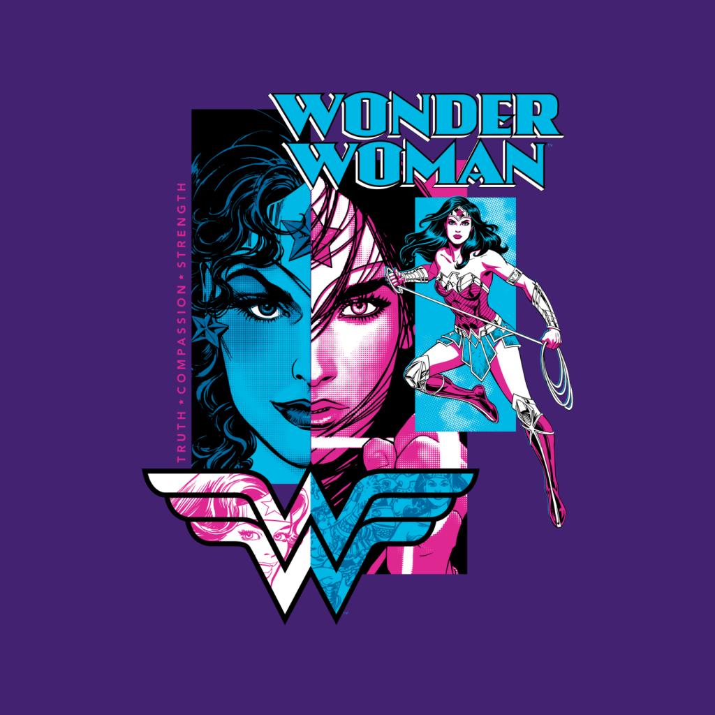 Wonder Woman Blue And Purple Montage Women's T-Shirt-ALL + EVERY