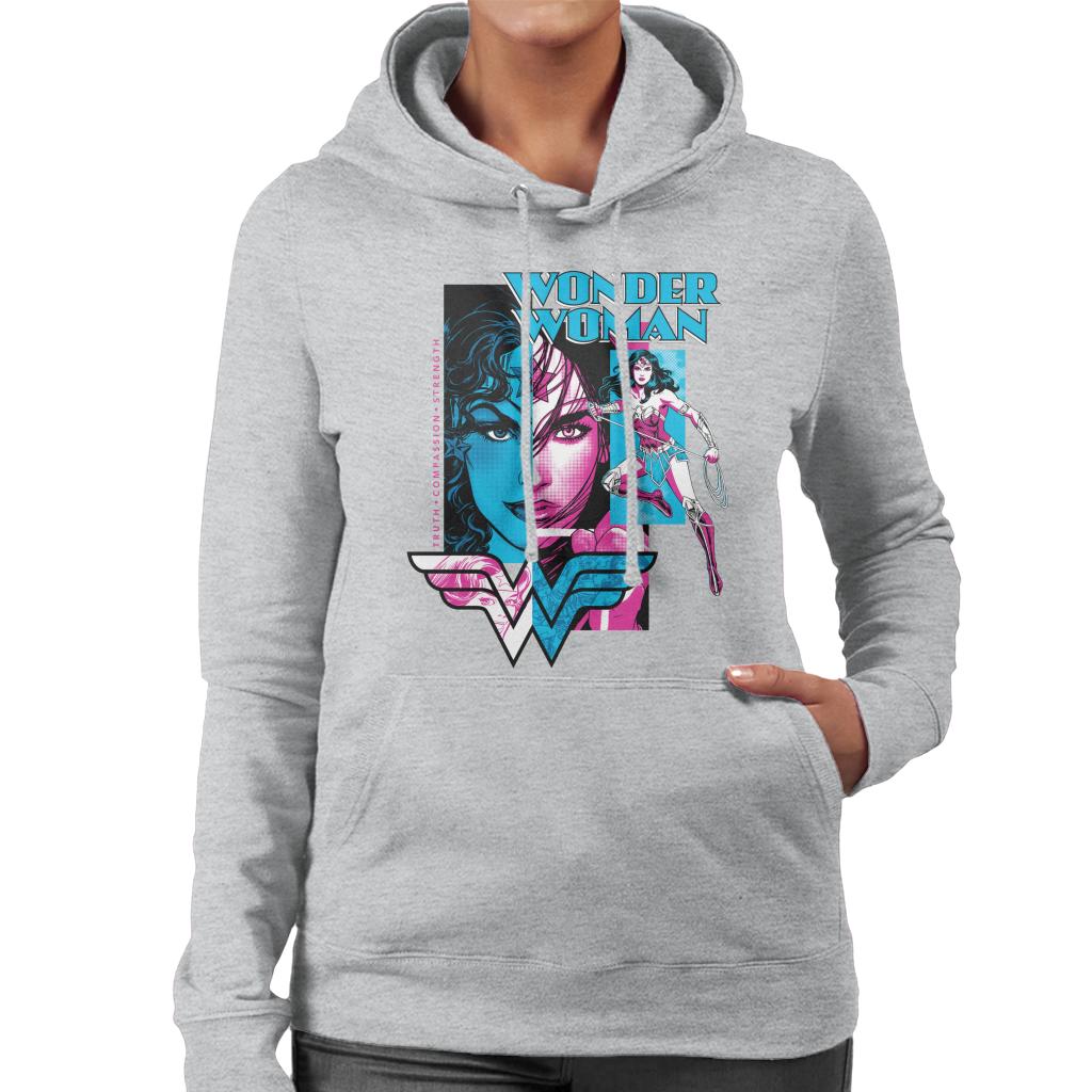 Wonder Woman Blue And Purple Montage Women's Hooded Sweatshirt-ALL + EVERY