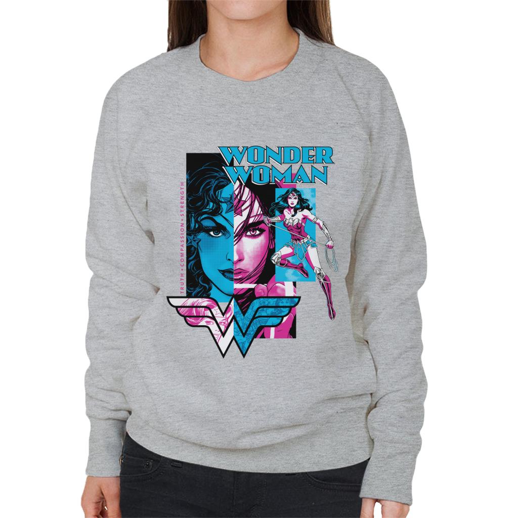 Wonder Woman Blue And Purple Montage Women's Sweatshirt-ALL + EVERY