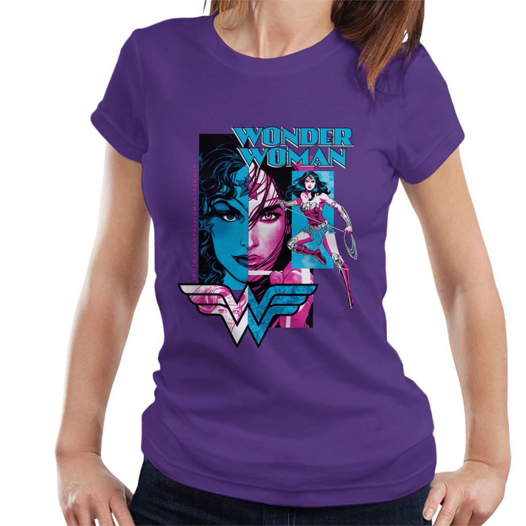 Wonder Woman Blue And Purple Montage Women's T-Shirt-ALL + EVERY