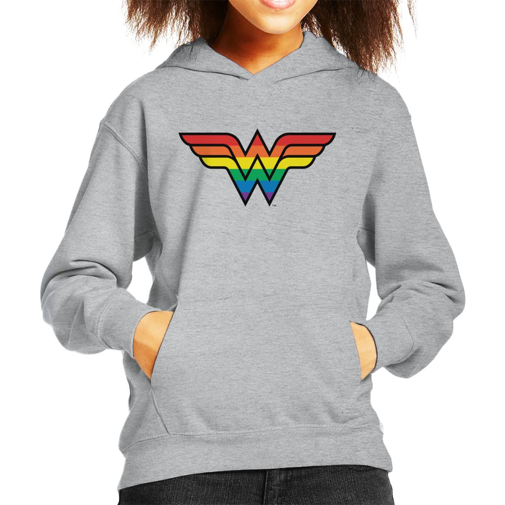 Wonder Woman Rainbow Logo Kid's Hooded Sweatshirt-ALL + EVERY