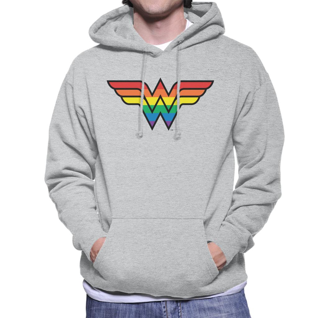 Wonder Woman Rainbow Logo Men's Hooded Sweatshirt-ALL + EVERY