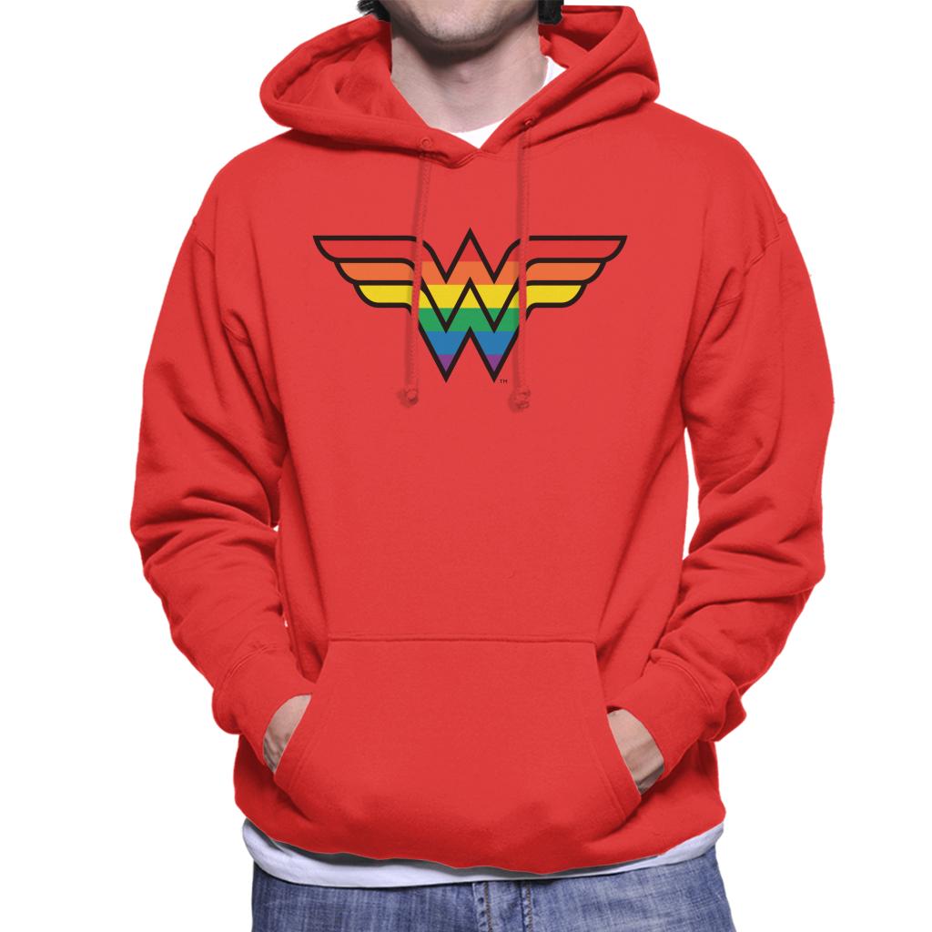 Wonder Woman Rainbow Logo Men's Hooded Sweatshirt-ALL + EVERY