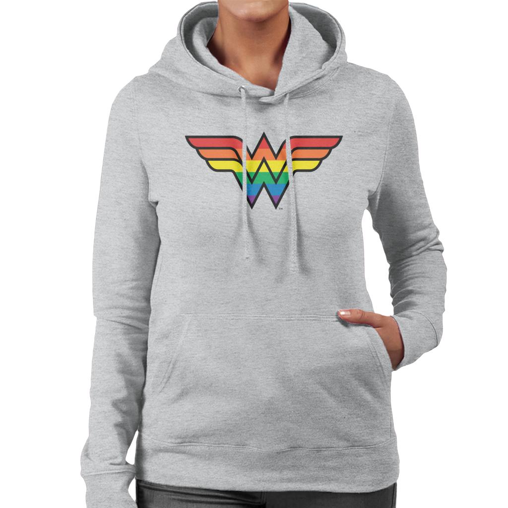 Wonder Woman Rainbow Logo Women's Hooded Sweatshirt-ALL + EVERY