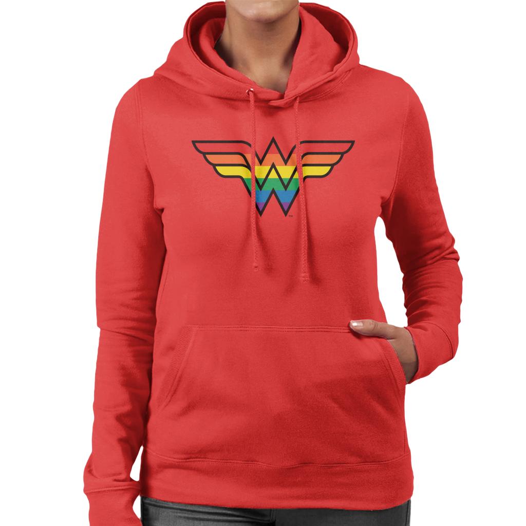 Wonder Woman Rainbow Logo Women's Hooded Sweatshirt-ALL + EVERY