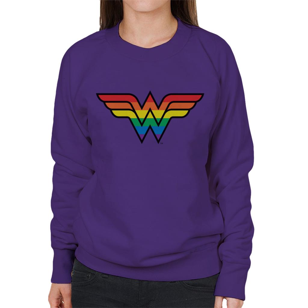 Wonder Woman Rainbow Logo Women's Sweatshirt-ALL + EVERY