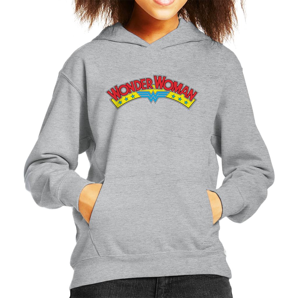 Wonder Woman Blue Stars Logo Kid's Hooded Sweatshirt-ALL + EVERY