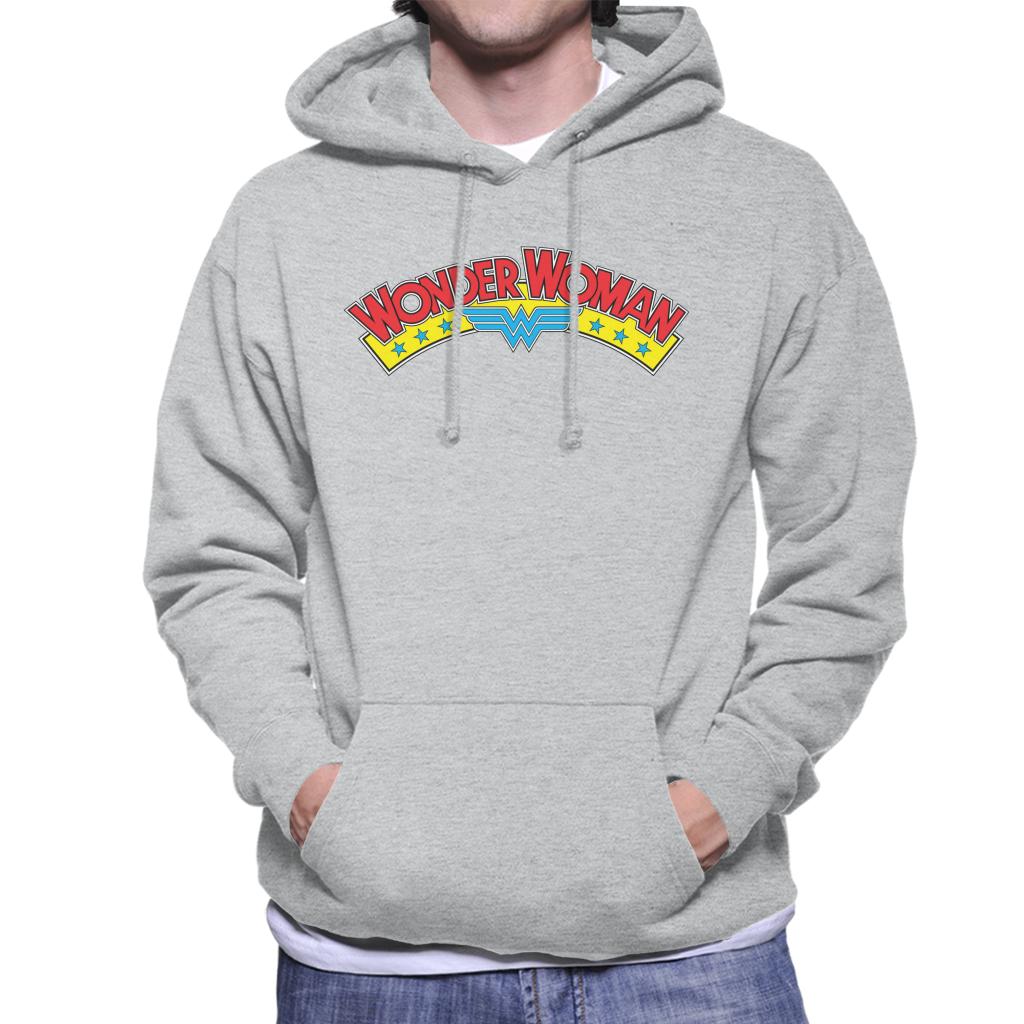 Wonder Woman Blue Stars Logo Men's Hooded Sweatshirt-ALL + EVERY