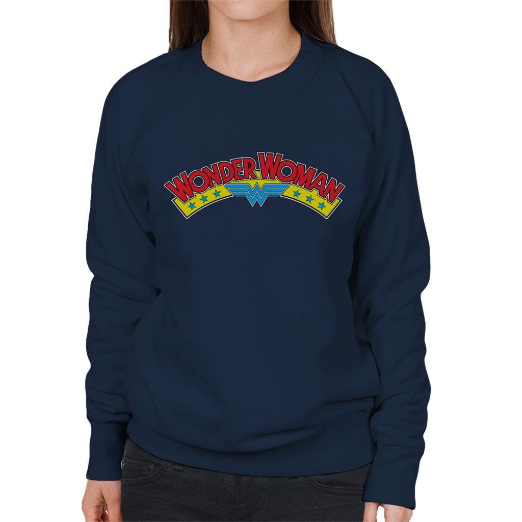 Wonder Woman Blue Stars Logo Women's Sweatshirt-ALL + EVERY