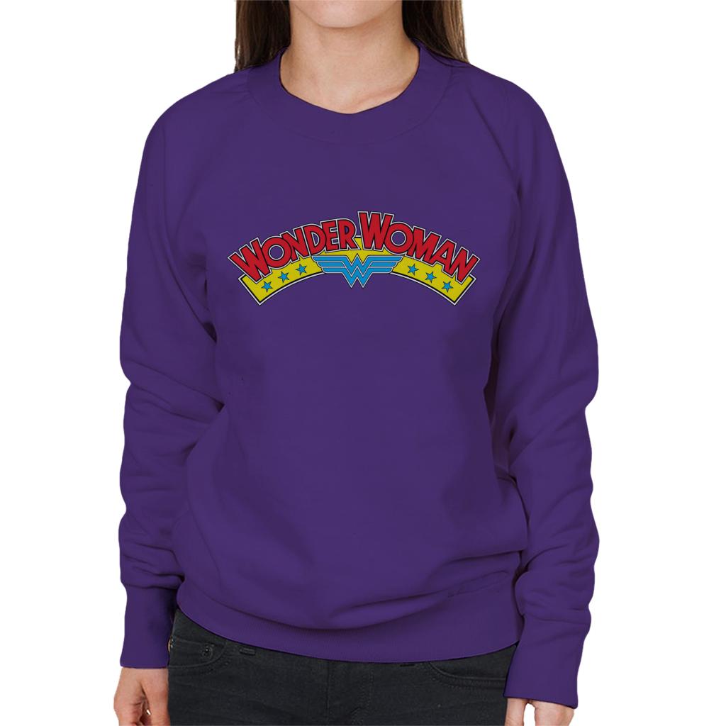 Wonder Woman Blue Stars Logo Women's Sweatshirt-ALL + EVERY