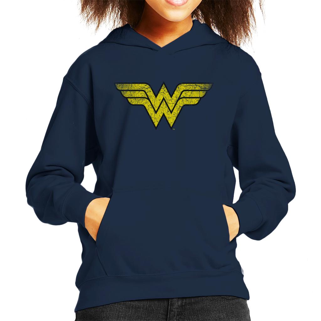 Wonder Woman Faded Yellow Logo Kid's Hooded Sweatshirt-ALL + EVERY