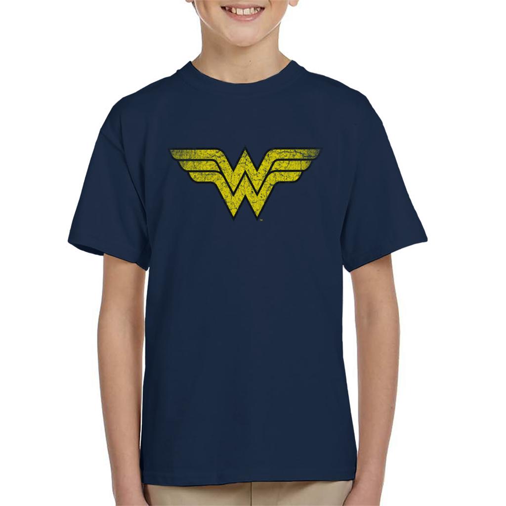 Wonder Woman Faded Yellow Logo Kid's T-Shirt-ALL + EVERY