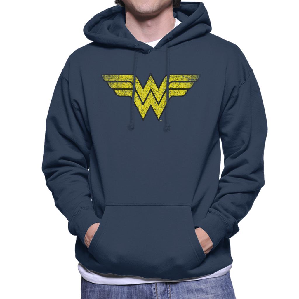 Wonder Woman Faded Yellow Logo Men's Hooded Sweatshirt-ALL + EVERY