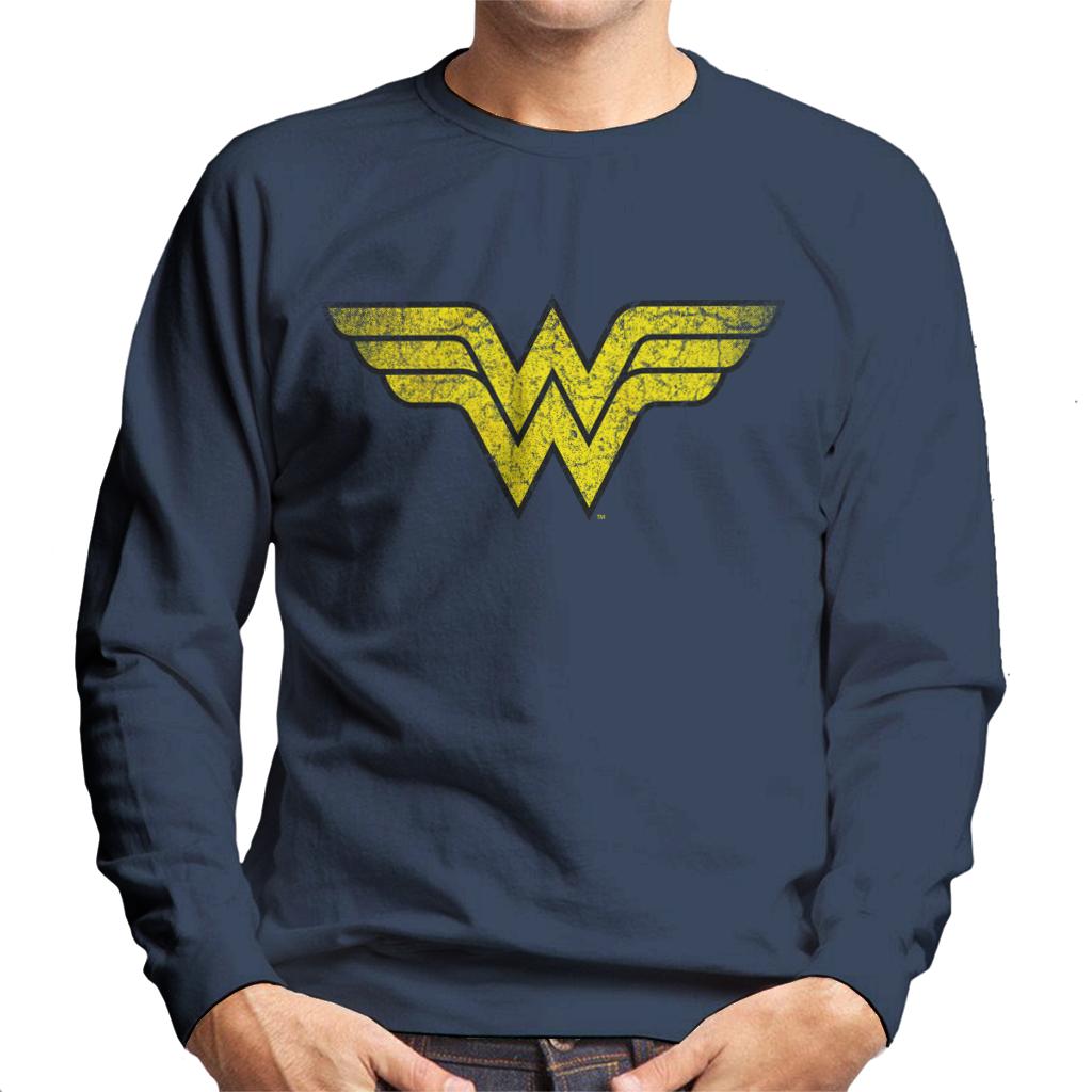 Wonder Woman Faded Yellow Logo Men's Sweatshirt-ALL + EVERY