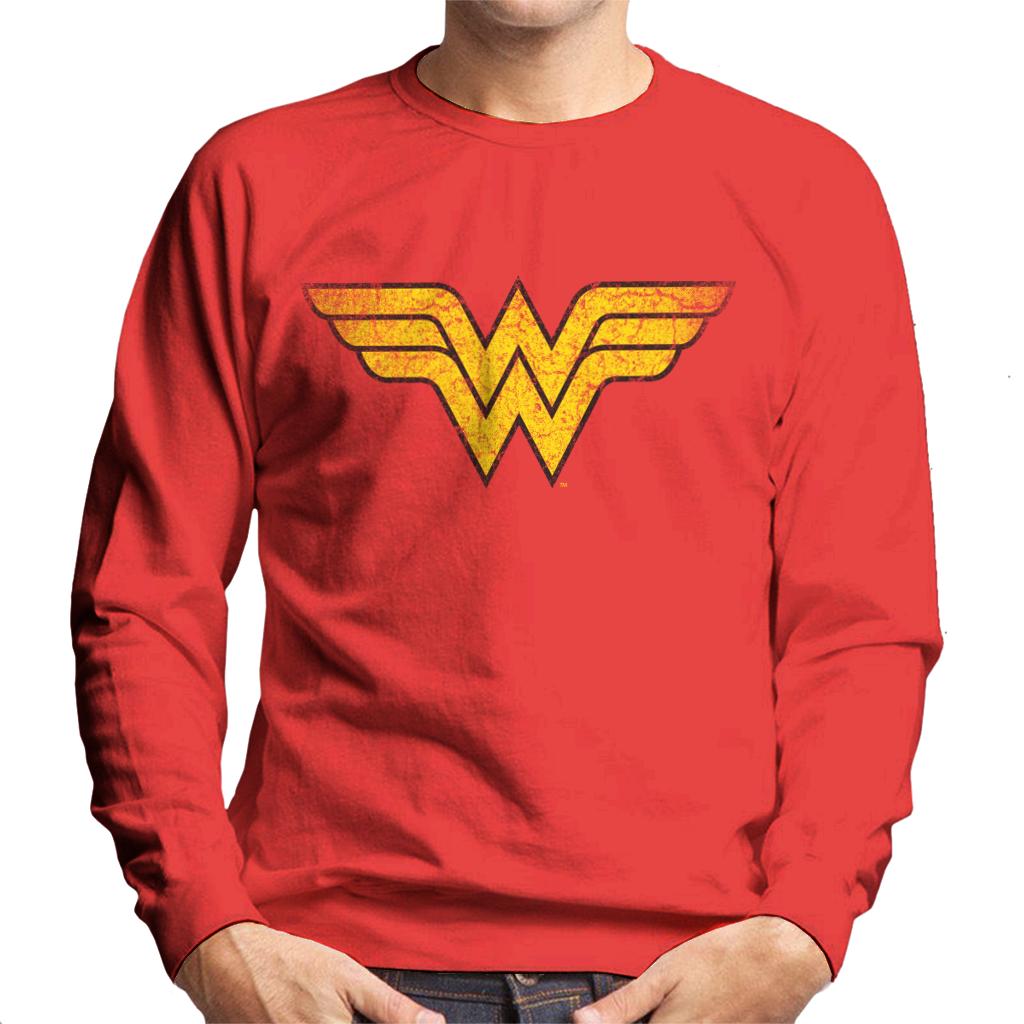 Wonder Woman Faded Yellow Logo Men's Sweatshirt-ALL + EVERY