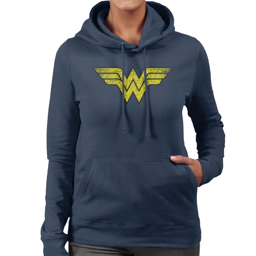 Wonder Woman Faded Yellow Logo Women's Hooded Sweatshirt-ALL + EVERY