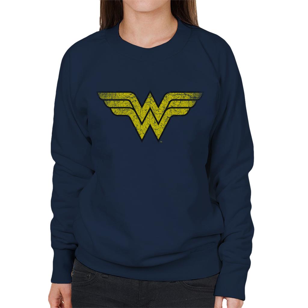 Wonder Woman Faded Yellow Logo Women's Sweatshirt-ALL + EVERY