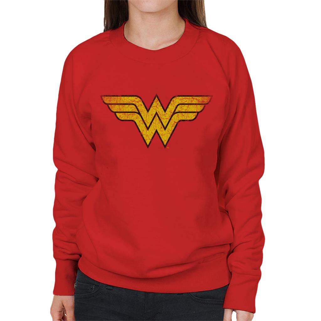 Wonder Woman Faded Yellow Logo Women's Sweatshirt-ALL + EVERY