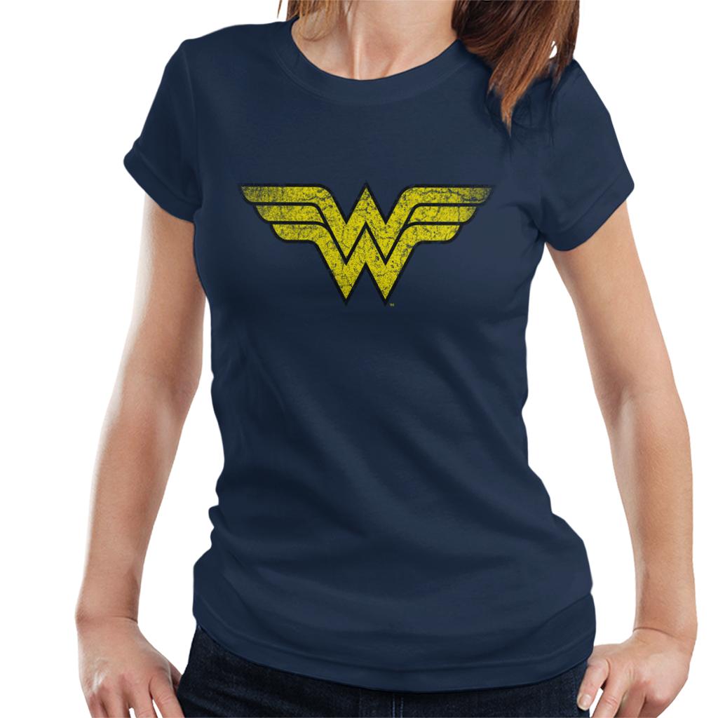 Wonder Woman Faded Yellow Logo Women's T-Shirt-ALL + EVERY