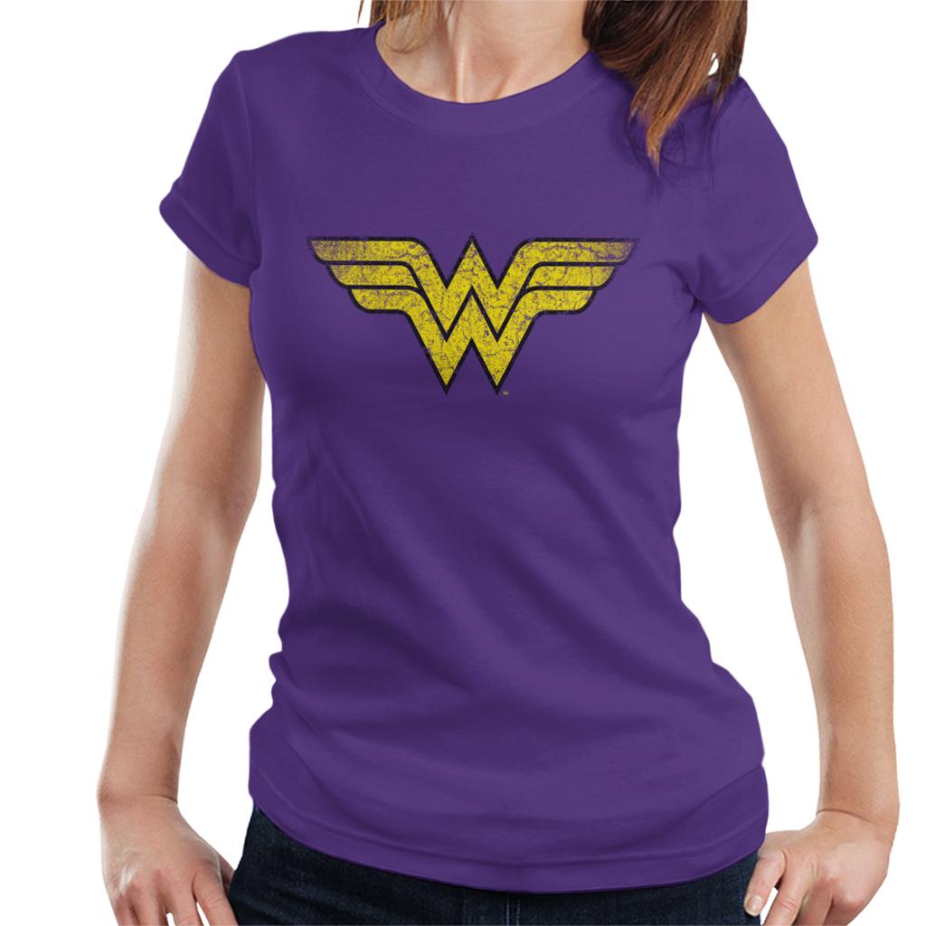 Wonder Woman Faded Yellow Logo Women's T-Shirt-ALL + EVERY