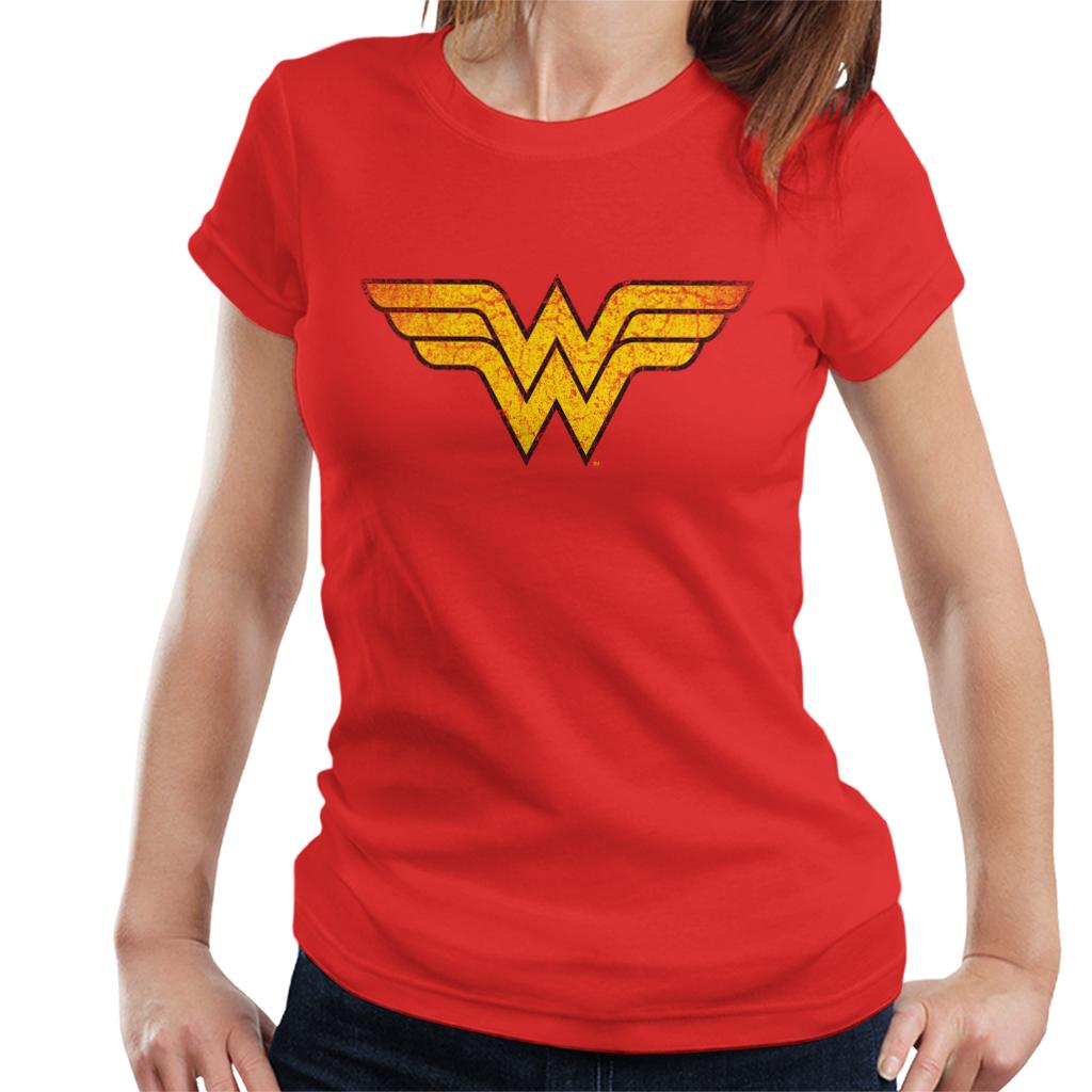 Wonder Woman Faded Yellow Logo Women's T-Shirt-ALL + EVERY