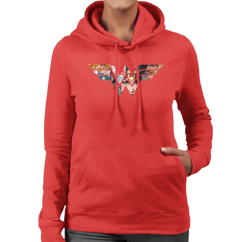 Wonder Woman Logo Montage Women's Hooded Sweatshirt-ALL + EVERY