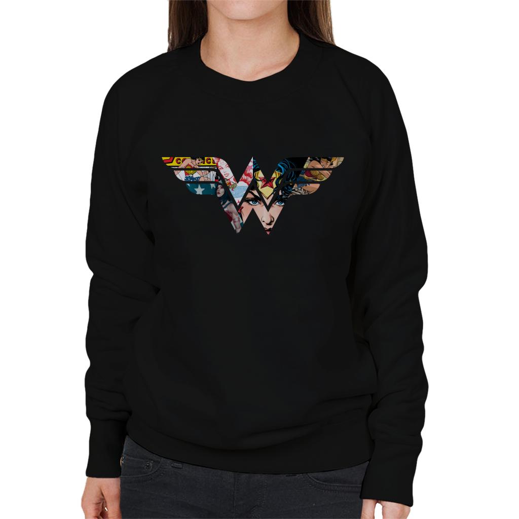 Wonder Woman Logo Montage Women's Sweatshirt-ALL + EVERY