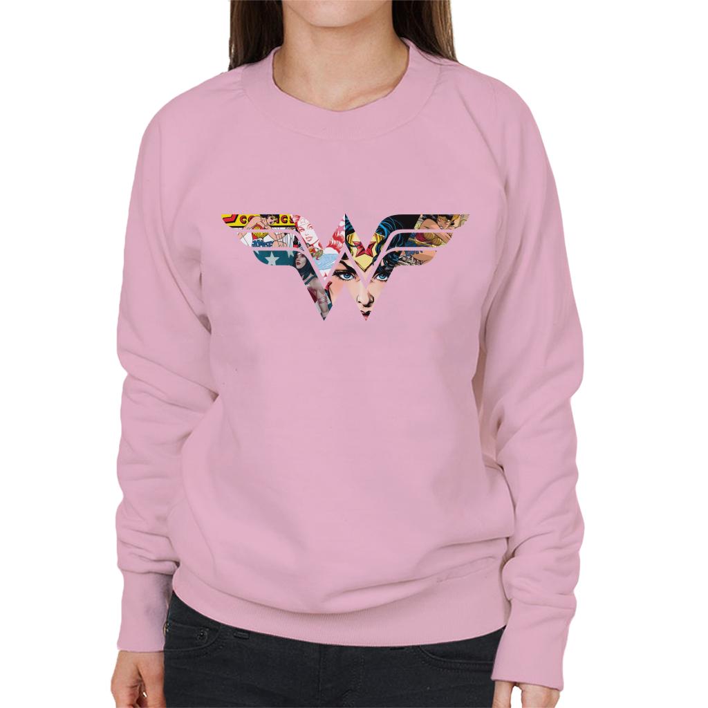 Wonder Woman Logo Montage Women's Sweatshirt-ALL + EVERY