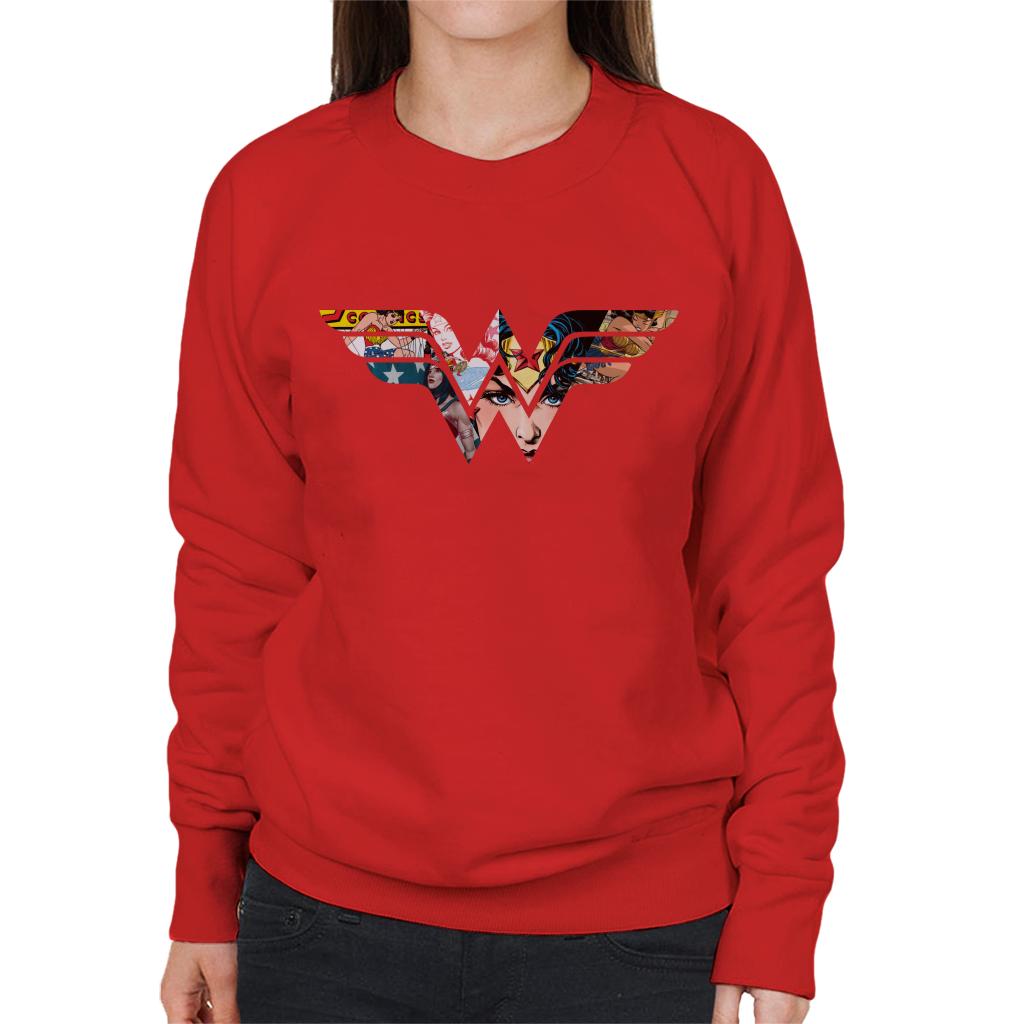 Wonder Woman Logo Montage Women's Sweatshirt-ALL + EVERY