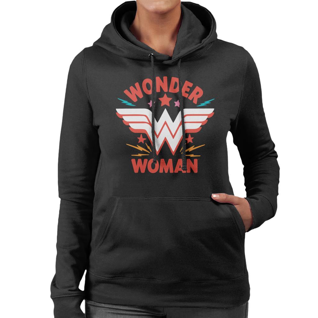 Wonder Woman Red Logo Women's Hooded Sweatshirt-ALL + EVERY