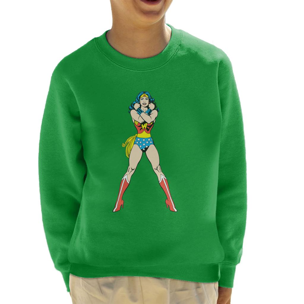 Wonder Woman Comics Arms Crossed Kid's Sweatshirt-ALL + EVERY