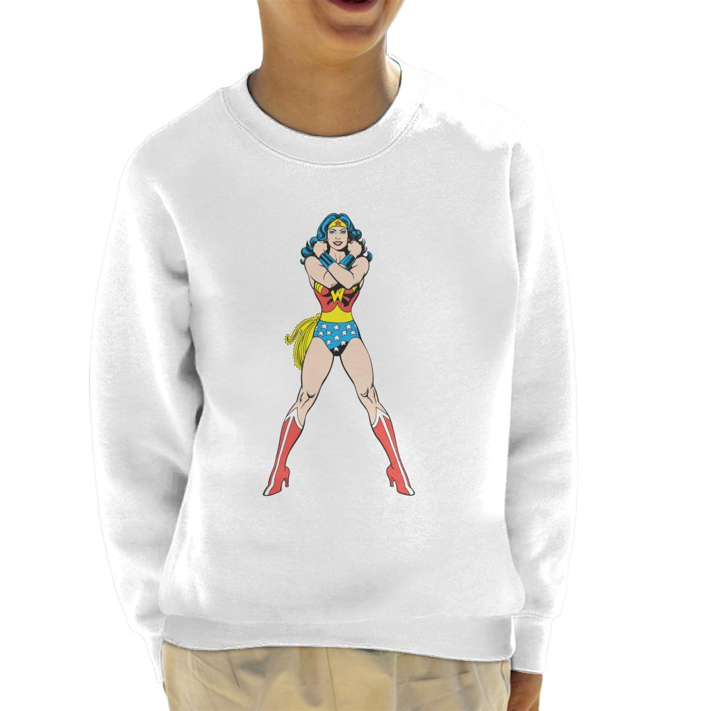 Wonder Woman Comics Arms Crossed Kid's Sweatshirt-ALL + EVERY