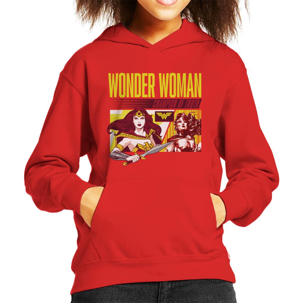 Wonder Woman Champion Of Truth Kid's Hooded Sweatshirt-ALL + EVERY