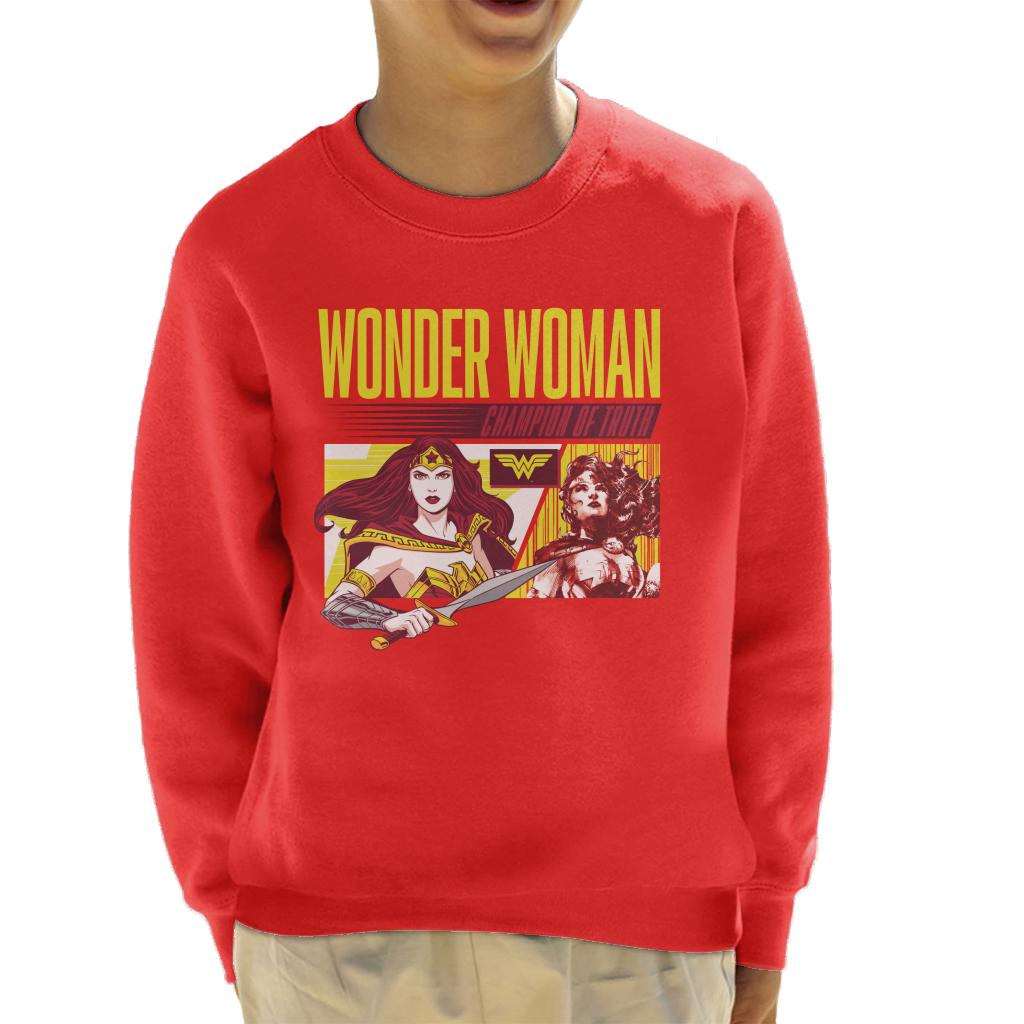 Wonder Woman Champion Of Truth Kid's Sweatshirt-ALL + EVERY